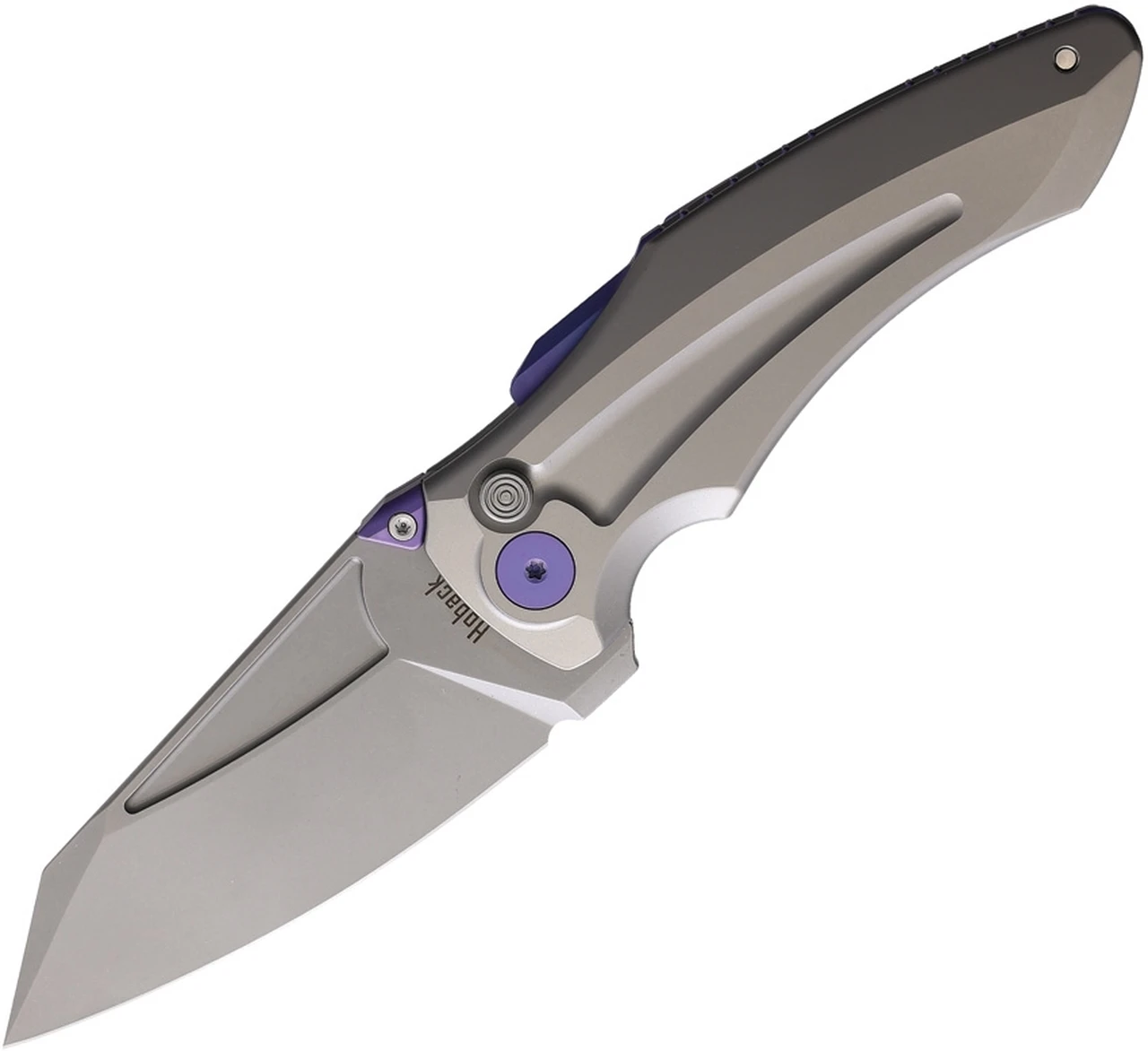 Jake Hoback Knives Jake Hoback Sumo Button Lock - Gray/Purple Ti (3.25" Satin CPM-20CV) 1 Jake Hoback Knives Jake Hoback Sumo Button Lock - Gray/Purple Ti (3.25" Satin CPM-20CV)