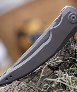 Jake Hoback Knives Jake Hoback Sliver Framelock HOB022, 3.25" CPM-20CV Gray Stonewash Plain Blade, Gray Anodized Titanium Handle -Knifeworks Sales Store HOB022.3 34613.1616505968