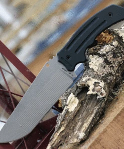 Jake Hoback Knives Jake Hoback Perseverance Fixed Blade Knife HOB029P, 6.1" CPM-3V Stonewashed Scalloped Drop Point Blade, Black G-10 Handles w/Black Kydex Sheath