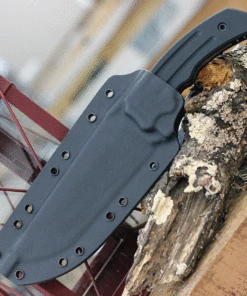 Jake Hoback Knives Jake Hoback Perseverance Fixed Blade Knife HOB029P, 6.1" CPM-3V Stonewashed Scalloped Drop Point Blade, Black G-10 Handles w/Black Kydex Sheath -Knifeworks Sales Store HOB029P.2 67808.1620677059