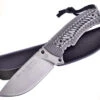 Hen & Rooster, 4" Satin Stainless Steel Fixed Blade, Black & White G-10 Textured Handle w/Black Leather Sheath