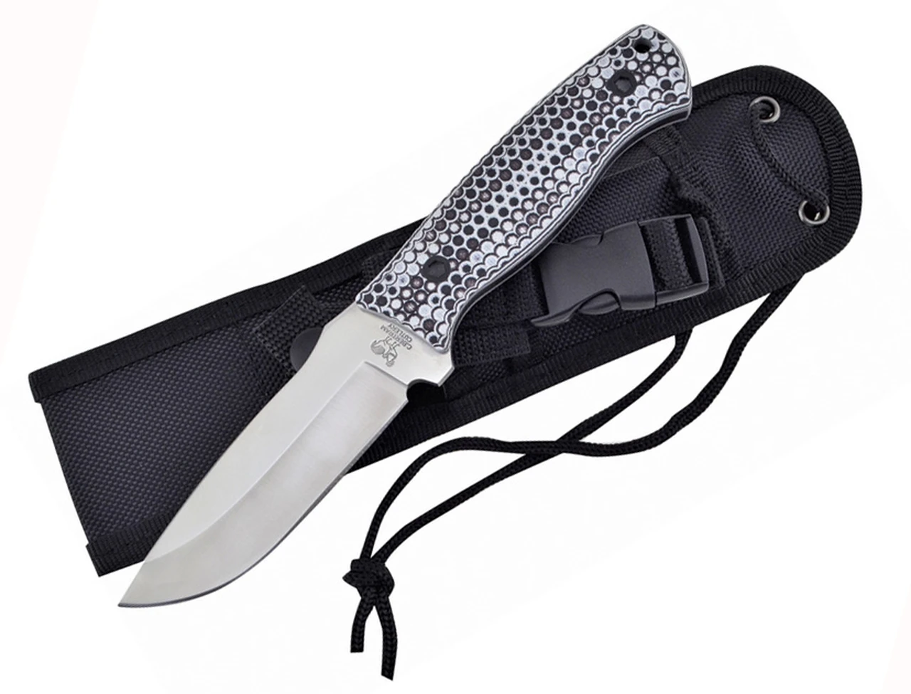 Hen & Rooster Tactical Fixed Blade, HR-006BLK, 3.75" Satin Stainless Steel, Black & White G-10 Handle w/Black Nylon Sheath 1 Hen & Rooster Tactical Fixed Blade, HR-006BLK, 3.75" Satin Stainless Steel, Black & White G-10 Handle w/Black Nylon Sheath