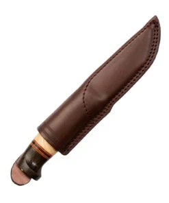 Helle Harding Fixed Blade - Curly Birch, Leather, Darkened Oak (3.9" Triple Laminated Steel Satin) No. 99 -Knifeworks Sales Store He99 1 93936.1643238060