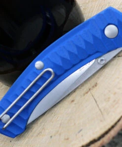 GiantMouse ACE Iona Liner Lock, 2.9" Satin M390 Drop Point Blade, Anso Textured Blue G-10 Handle -Knifeworks Sales Store IONA BLUE G10.3 50333.1611777500