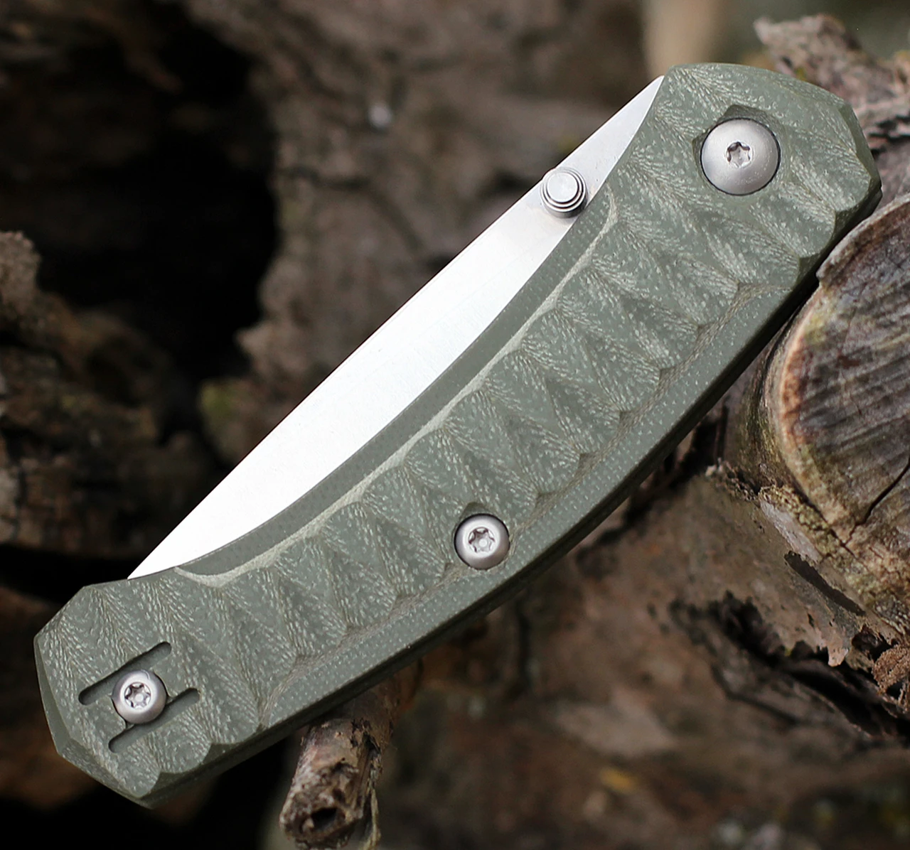 GiantMouse ACE Iona Liner Lock, 2.9" Satin M390 Drop Point Blade, Anso Textured Green G-10 Handle 4 GiantMouse ACE Iona Liner Lock, 2.9" Satin M390 Drop Point Blade, Anso Textured Green G-10 Handle - Image 4