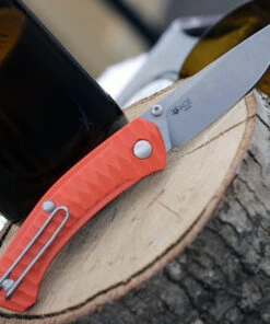GiantMouse ACE Iona Liner Lock, 2.9" Satin M390 Drop Point Blade, Anso Textured Orange G-10 Handle -Knifeworks Sales Store IONA ORANGR G 10 20854.1611777132