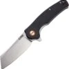 CJRB Cutlery Crag Liner Lock J1904-BKF, 3.3" D2 Stonewash Plain Blade, Black G-10 Handle