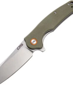 CJRB Cutlery Crag Liner Lock J1904-GNF, 3.3" D2 Stonewash Plain Blade, Green G-10 Handle