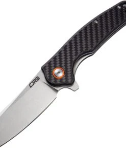 CJRB Cutlery Crag Liner Lock J1904-CF, 3.3" D2 Stonewash Plain Blade, Carbon Fiber Handle