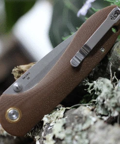 CJRB Cutlery Feldspar J1912-BNC, 3.53" D2 Steel Stonewashed Plain Blade, Contoured Brown G-10 Handle -Knifeworks Sales Store J1912BNC.2 48813.1619552296