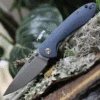 CJRB Cutlery Feldspar J1912-GYC, 3.53" D2 Steel Stonewashed Plain Blade, Contoured Blue-Gray G-10 Handle