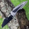 Kansept Knives Genesis K1010A2, 3.62" CPM-S35VN Black Stonewashed Blade, Gray & Black Titanium CF Handle