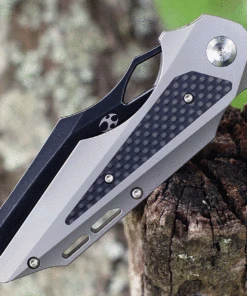 Kansept Knives Genesis K1010A2, 3.62" CPM-S35VN Black Stonewashed Blade, Gray & Black Titanium CF Handle 6 Kansept Knives Genesis K1010A2, 3.62" CPM-S35VN Black Stonewashed Blade, Gray & Black Titanium CF Handle -Knifeworks Sales Store K1010A2.3 23675.1623700954