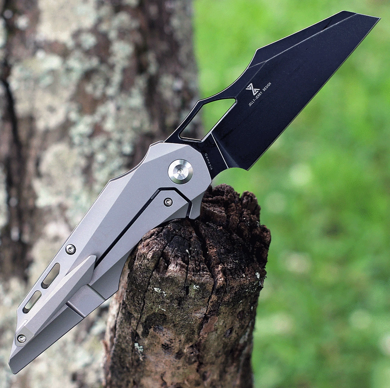 Kansept Knives Genesis K1010A2, 3.62" CPM-S35VN Black Stonewashed Blade, Gray & Black Titanium CF Handle 2 Kansept Knives Genesis K1010A2, 3.62" CPM-S35VN Black Stonewashed Blade, Gray & Black Titanium CF Handle - Image 2