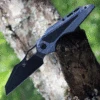 Kansept Knives Genesis K1010A4, 3.62" CPM-S35VN Satin Plain Blade, Blue Lightning Strike Titanium Handle