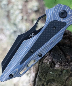 Kansept Knives Genesis K1010A4, 3.62" CPM-S35VN Satin Plain Blade, Blue Lightning Strike Titanium Handle -Knifeworks Sales Store K1010A4.3 30942.1623702610