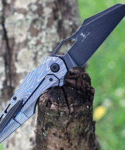 Kansept Knives Genesis K1010A4, 3.62" CPM-S35VN Satin Plain Blade, Blue Lightning Strike Titanium Handle -Knifeworks Sales Store K1010A4 49905.1623702610