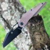 Kansept Knives Genesis K1010A5, 3.62" CPM-S35VN Black Stonewashed Blade, Bronze Titanium Handle