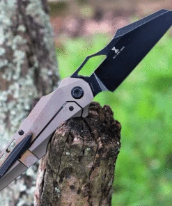 Kansept Knives Genesis K1010A5, 3.62" CPM-S35VN Black Stonewashed Blade, Bronze Titanium Handle -Knifeworks Sales Store K1010A5 31570.1623701869