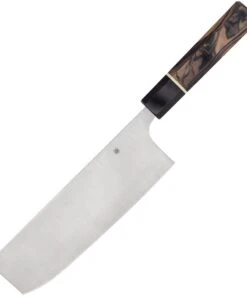 Spyderco Knives Spyderco Itamae Nakiri Cleaver Knife K17GPBNBK, 7.2" SUS410 Satin Plain Blade, Burl G-10 Handle