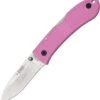 KA-BAR Dozier Folding Hunter, Pink Handle, Plain Edge