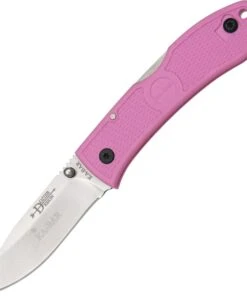 KA-BAR Dozier Folding Hunter, Pink Handle, Plain Edge