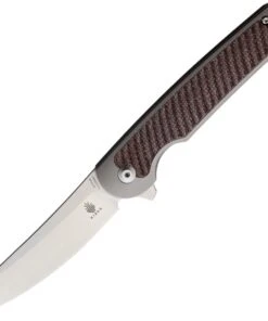 Kizer Cutlery Clutch Ki4556A1, 3.3" CPM-S35VN Satin Modified Drop Point Blade, Brown Micarta Handles
