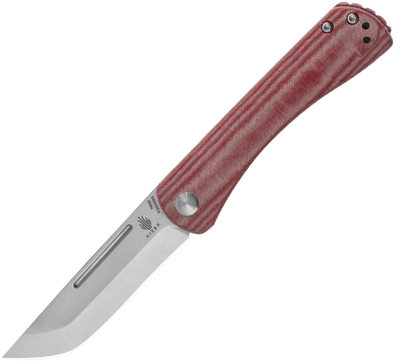 Kizer Cutlery Vanguard Pinch V3009N5, 3.03" N690 Satin Plain Blade, Red Micarta Handle 1 Kizer Cutlery Vanguard Pinch V3009N5, 3.03" N690 Satin Plain Blade, Red Micarta Handle