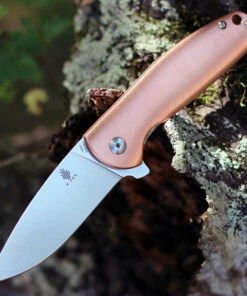 Kizer Cutlery Kizer Gemini Copper V3471E1, 3.1" N690 Stonewash Plain Blade, Stainless Steel Handle