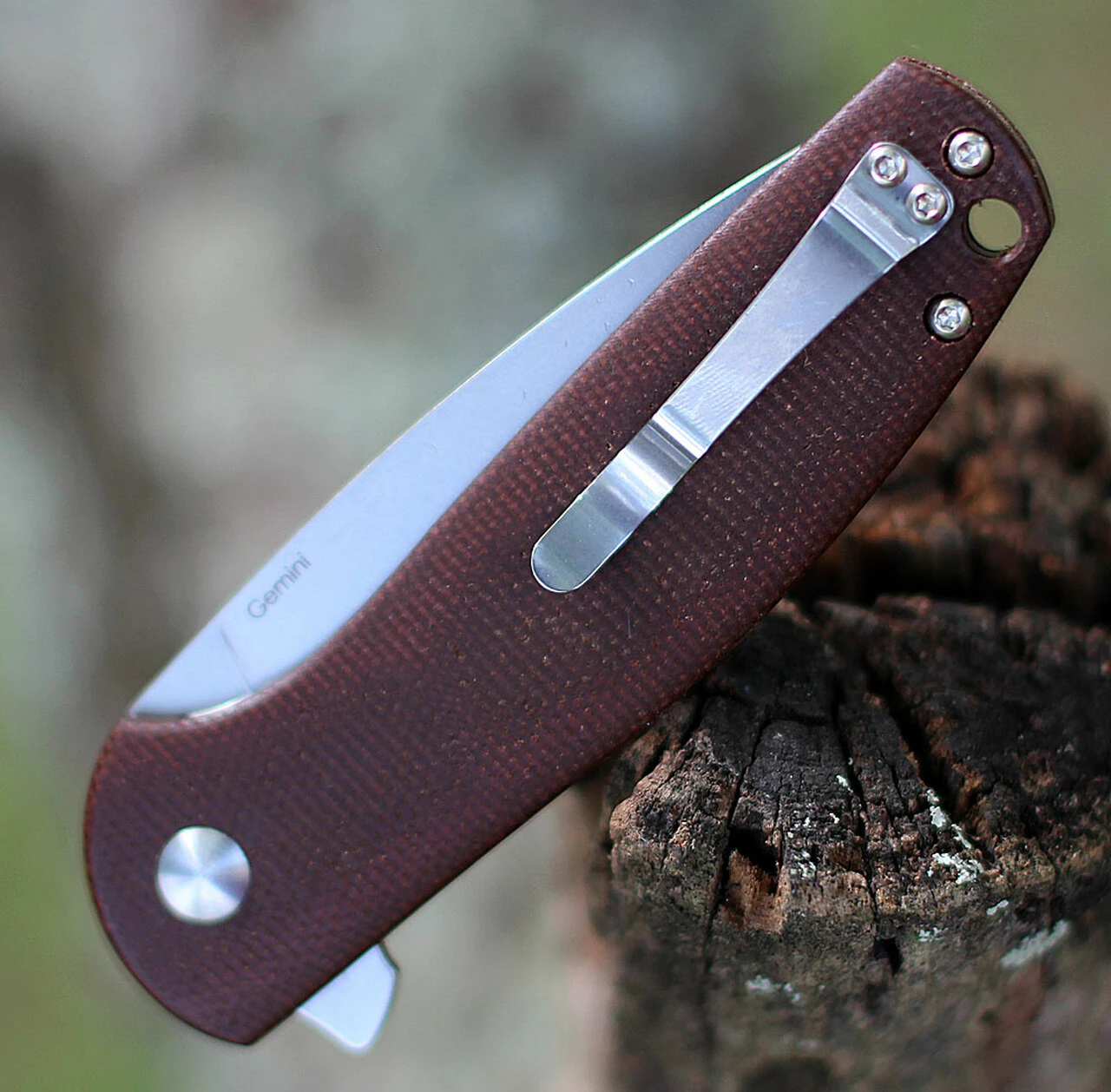 Kizer Cutlery Kizer Gemini Micarta V3471E2, 3.1" N690 Stonewash Plain Blade, Brown Micarta Handle 3 Kizer Cutlery Kizer Gemini Micarta V3471E2, 3.1" N690 Stonewash Plain Blade, Brown Micarta Handle - Image 3