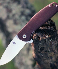 Kizer Cutlery Kizer Gemini Micarta V3471E2, 3.1" N690 Stonewash Plain Blade, Brown Micarta Handle