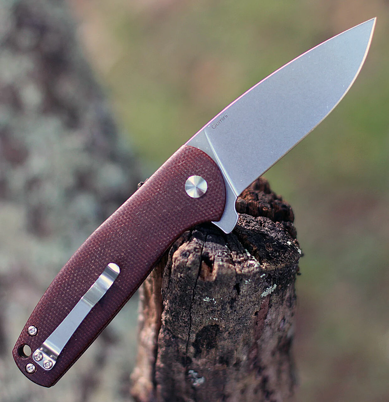 Kizer Cutlery Kizer Gemini Micarta V3471E2, 3.1" N690 Stonewash Plain Blade, Brown Micarta Handle 2 Kizer Cutlery Kizer Gemini Micarta V3471E2, 3.1" N690 Stonewash Plain Blade, Brown Micarta Handle - Image 2