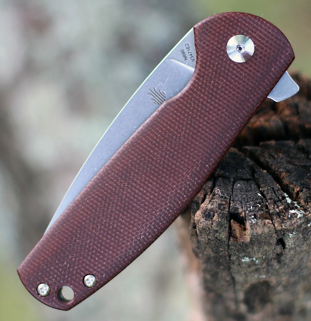 Kizer Cutlery Kizer Gemini Micarta V3471E2, 3.1" N690 Stonewash Plain Blade, Brown Micarta Handle 4 Kizer Cutlery Kizer Gemini Micarta V3471E2, 3.1" N690 Stonewash Plain Blade, Brown Micarta Handle - Image 4