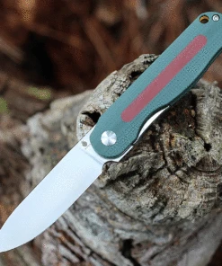 Kizer Cutlery Latt Vind Mini V3567N2, 3" Bohler N690 Satin Spear Point Blade, Green and Brown G-10 Handle