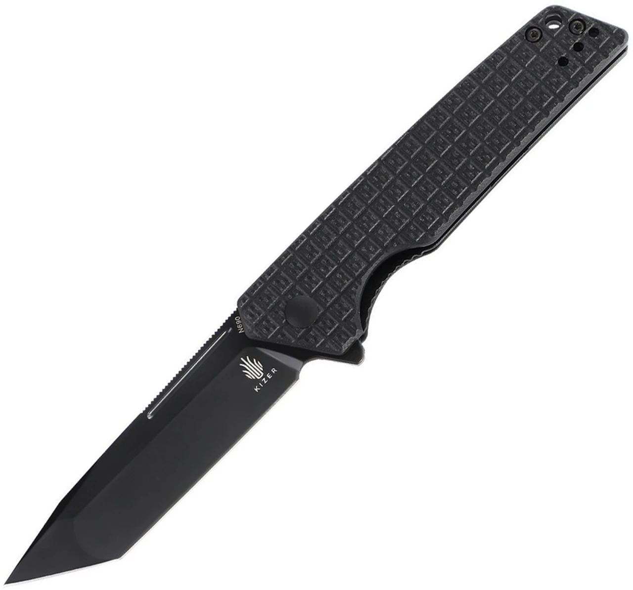 Kizer Cutlery Lan K4577N1, 3.37" N690 Black Plain Blade, Black G-10 Handles 1 Kizer Cutlery Lan K4577N1, 3.37" N690 Black Plain Blade, Black G-10 Handles