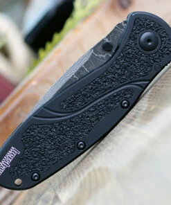 Kershaw Knives Kershaw Blur A/O Damascus 1670BLKDAM, 3.4" Damascus Blade, Black Aluminum Handle -Knifeworks Sales Store KS1670BLKDAM.3 74999.1581455754