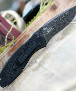 Kershaw Knives Kershaw Blur A/O Damascus 1670BLKDAM, 3.4" Damascus Blade, Black Aluminum Handle -Knifeworks Sales Store KS1670BLKDAM 46867.1581455743