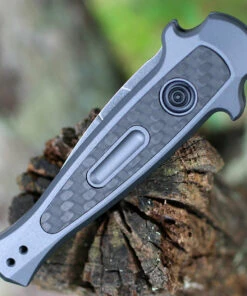 Kershaw Knives Kershaw 7130 Launch 12CA Mini Stiletto, 1.9 " CPM154 Black Stonewashed Plain Blade, Grey Aluminum w/ Carbon Fiber Insert Handle -Knifeworks Sales Store KS7130GRYBW.3 18329.1595358849