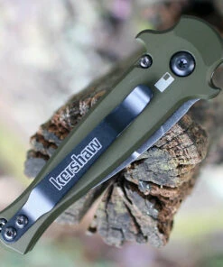 Kershaw Knives Kershaw 7130 Launch 12CA Mini Stiletto, 1.9 " CPM154 Black Stonewashed Plain Blade, Olive Aluminum w/ Carbon Fiber Insert Handle -Knifeworks Sales Store KS7130OLBW.5 89420.1595356352