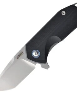 Kubey Knife Kubey Chubby KU203A, 2.75" D2 Sandblast Plain Blade, Black G-10 Handles