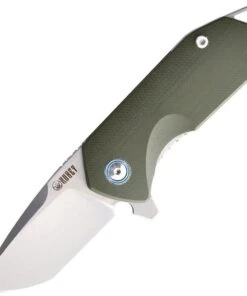 Kubey Knife Kubey Chubby KU203B, 2.75" D2 Sandblast Plain Blade, Green G-10 Handles