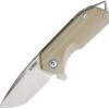 Kubey Knife Kubey Chubby KU203C, 2.75" D2 Sandblast Plain Blade, Tan G-10 Handles