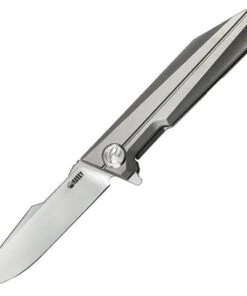 Kubey Knife Kubey Predator KB205A, 3.4" AUS-10 Satin Blade, Gray 6AL4V Titanium Handles