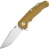 Kubey Knife Kubey 216 KUB216A, 3.3" D2 Sand Blast Finish Plain Blade, Tan G-10 Handles