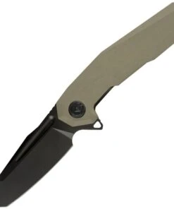 Kubey Knife Kubey Carve KB237C, 3.6" D2 Black Titanium Coated Blade, Tan G-10 Handles