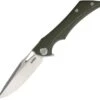 Kubey Knife Kubey Raven KB245B, 3.94" AUS-10 Sandblast Blade, Green G-10 Handles