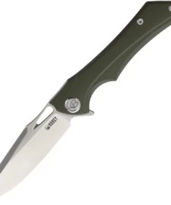 Kubey Knife Kubey Raven KB245B, 3.94" AUS-10 Sandblast Blade, Green G-10 Handles