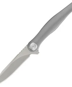 Kubey Knife Kubey Sirena KB283A, 3.15" AUS-10 Sand Blast Plain Blade , Gray 6AL4V Titanium Handle