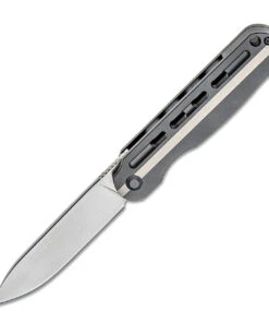 Kizer Cutlery Latt Vind Ki4567A1, 3.5" S35VN Satin Spear Point Blade, Black & Gray Milled Titanium Handle
