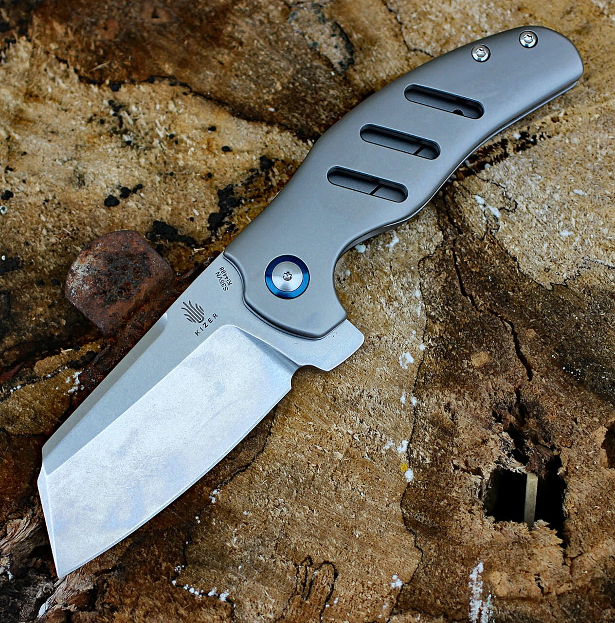 Kizer Cutlery Kizer Ki4488 C01C Sheepdog Knives, 3.3" CPM-S35VN Stonewash Blade, Titanium Handle 1 Kizer Cutlery Kizer Ki4488 C01C Sheepdog Knives, 3.3" CPM-S35VN Stonewash Blade, Titanium Handle